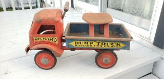 Vintage Richard Keystone Mack Toy Pressed Steel Ride On 22 " Dump Truck Great