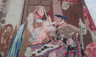 Antique 19thc Berlin woolwork Needlework Scottish Picture w Dogs / Embroidery 2