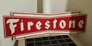 Vintage Firestone Tires Metal Sign Double Sided C.  1950