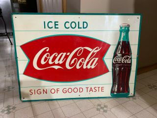 Vintage Coca Cola Sign M C A 1201 1960s Coca Cola Fish Tail Sign Of Good Taste