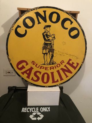 Vintage Double Sided Conoco Superior Gasoline Sign