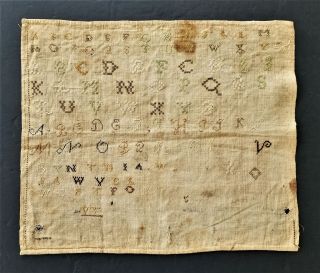 1800s Antique Abc Cross Stitch Sampler West Ford Cynthia W Sawyer Alphabet