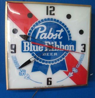Vintage Pam Lighted Advertising Pabst Blue Ribbon Beer Clock