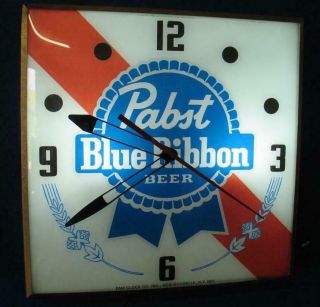 Vintage Pam Lighted Advertising PABST BLUE RIBBON BEER Clock 2