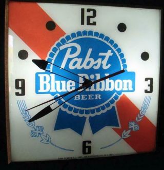Vintage Pam Lighted Advertising PABST BLUE RIBBON BEER Clock 3