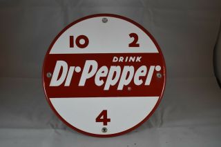 Rare Round 10” Dr.  Pepper Porcelain Vmc 81 Machine Sign.