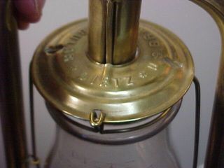 1887 Dietz US Brass Tubular Lantern w Embossed Dietz Globe,  Extra Red Globe 3