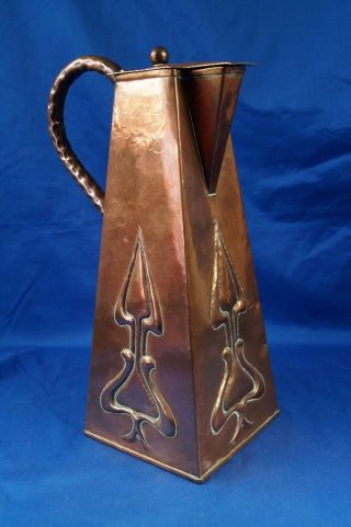 Circa 1910 Copper Arts And Crafts Jug By J & F Pool Of Hayle Cornwall