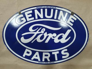 Ford Parts 2 Sided Vintage Porcelain Sign
