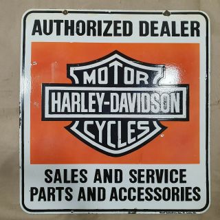 Harley Davidson 2 Sided Vintage Porcelain Sign.