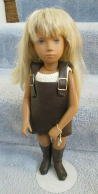 Vintage 16 " English Sasha Doll,  Blonde Hair Leather Jumper & Knee Go Go Boots