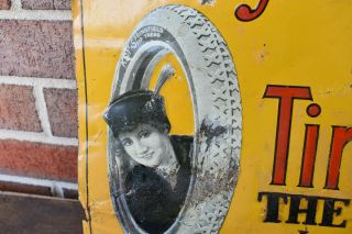 Kelly Springfield Tire Tin Tacker Sign Gas Oil 1910 ' s LOTTA MILES 3
