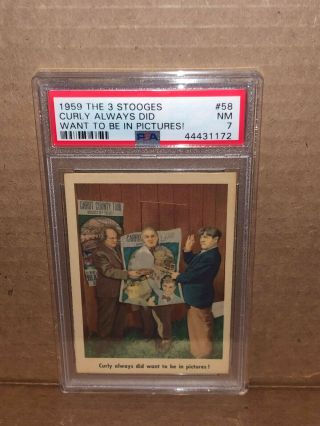 1959 Fleer The 3 Stooges Curly Always Did Want To Be In Pictures 58 Psa 7