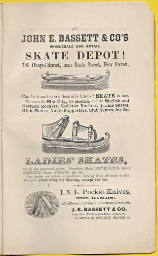 Rare 1862 Ad For Ice Skates Haven Civil War I.  X.  L.  Pocket Knives