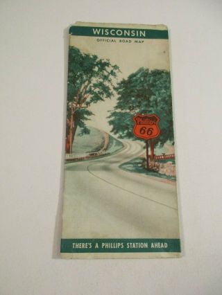 Vintage Phillips 66 Wisconsin Oil Gas Station Travel Road Map 1936 Pop Box X