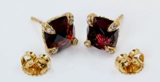 David Yurman Chatelaine Garnet & Diamond Stud Earrings In 18k Yellow Gold