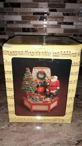 Vintage Enesco Small World Of Music " A Visit From Santa " Lighted Music Box