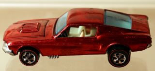 Dte 1968 Hot Wheels Redline 6206 Metallic Red Custom Mustang W/white Int