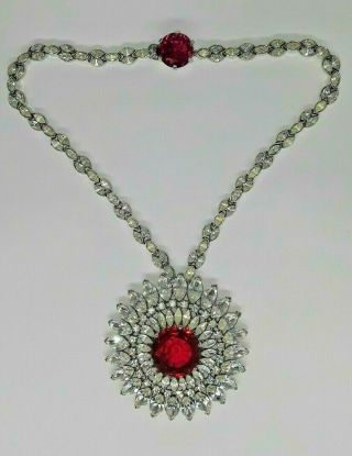 Trifari Alfred Philippe " Ruby And Diamond " Necklace 1950 