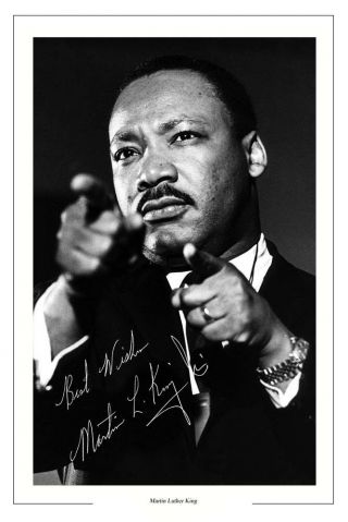 Martin Luther King Autograph Signed Photo Print Reverend
