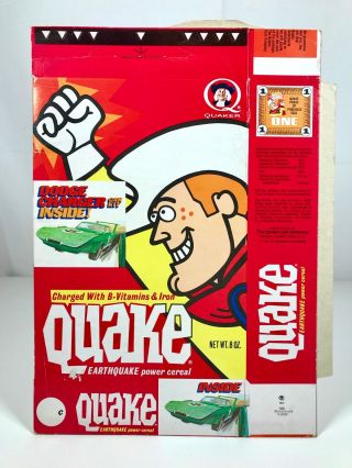 Rare Vintage Quaker Quake Cereal Box Kids Food Packaging Quisp Jay Ward Mopar