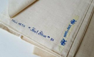 Vintage French Toile Metis Linen Fleur Bleue Sheet Curtain Fabric Lrg 220 X 300