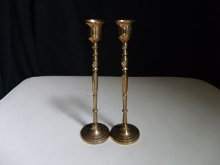 Set 2 Enesco India Solid Brass Candlesticks Taper Candle Holders 8.  25 " H Skinny