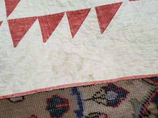 Antique 1800 ' s DELECTABLE MOUNTAIN Turkey Red & White PA Quilt 85x87 patchwork 3