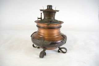 B&H High Dome? Bradley and Hubbard Brass Banquet Oil lamp Font Copper base 3