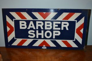 Rare Vintage Barber Shop Sign William Marvel Barber Antique Double Sided Flange