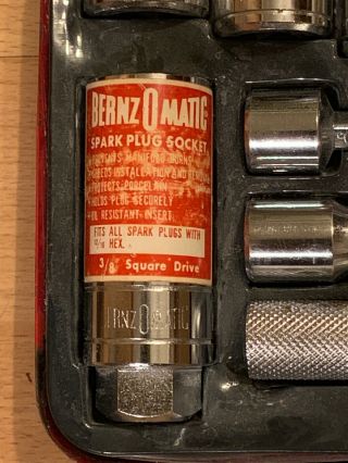 Vintage BERNZOMATIC 21 Piece Socket Set 1/4 & 3/8 Drives - Spark Plug is LABELED 2