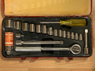 Vintage BERNZOMATIC 21 Piece Socket Set 1/4 & 3/8 Drives - Spark Plug is LABELED 3