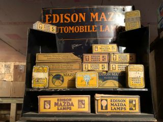 Early Vintage Edison Mazda Auto Light Bulb Counter Display Dealer Extremely Rare