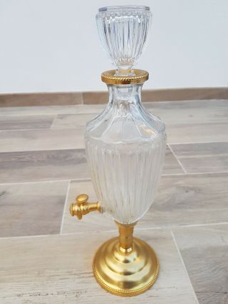 French Vintage Gilted Brass Cutted Glass Absinthe Fountain