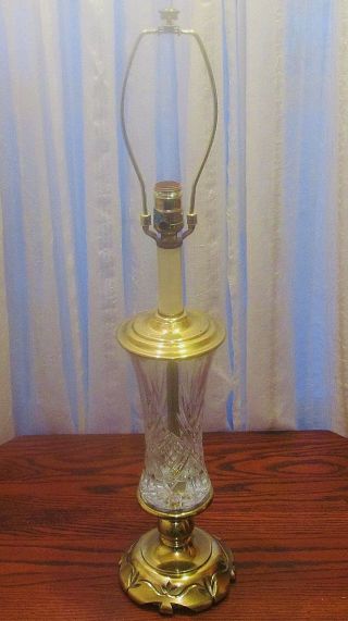 Vintage " Stiffel " Cut Glass Crystal With (solid) Brass Base Table Lamp