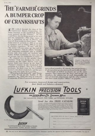 1931 Ad (j35) Lufkin Rule Co.  Saginaw,  Mi.  Lufkin Prevision Tools