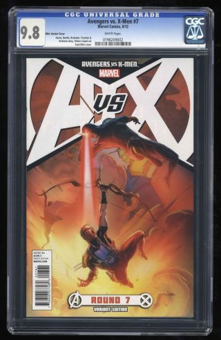 Avengers Vs.  X - Men 7 Cgc Nm/m 9.  8 White Pages 1:25 Ribic Variant Cover