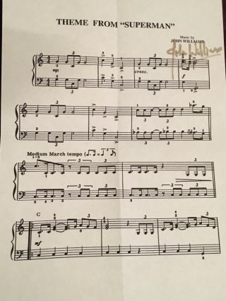 John Williams Hand Signed ‘superman’ Music Sheet / Autograph Christmas Delivery