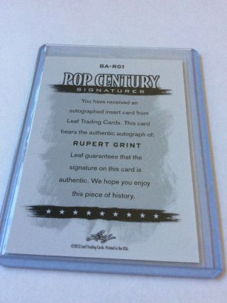 2012 Leaf Pop Century Harry Potter Rupert Grint Signature Card 2