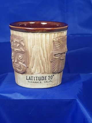 Vintage Latitude 20 Torrance California 3 Face Brown Rum Bucket Tiki Mug Glass