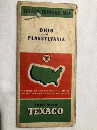 Vintage 1930s Texaco Gas Station Ohio Pennsylvania Road Map Petroliana