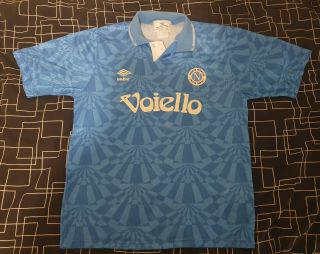 Ssc Napoli Vintage 1991 - 93 Umbro Blue Home Shirt Medium M