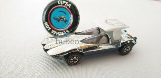 CIPSA MEXICO HOT WHEELS REDLINE SWINGIN ' WING SILVER CHROME 1969 WITH BUTTON 2