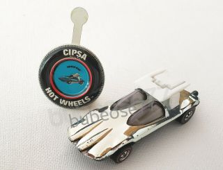 CIPSA MEXICO HOT WHEELS REDLINE SWINGIN ' WING SILVER CHROME 1969 WITH BUTTON 3