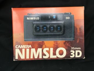 Vintage Nimslo 3d 35mm Film Camera W/ 30mm Quadra Lens Camera In Orig.  Box