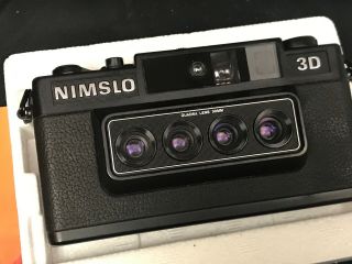 Vintage Nimslo 3D 35mm Film Camera w/ 30mm Quadra Lens Camera In Orig.  Box 3