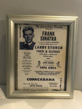 Vintage Signed Frank Sinatra Copacabana Promotional Poster For York Shows