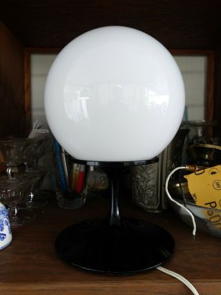 Mid Century Stemlite Ball Lamp By Design Line Inc.  Bill Curry Black Tulip Base