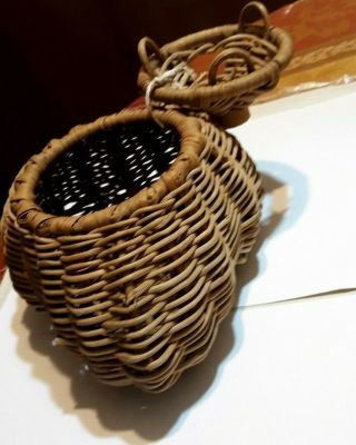 Vintage Native American Cherokee Indian Handmade Honeysuckle Basket With Lid