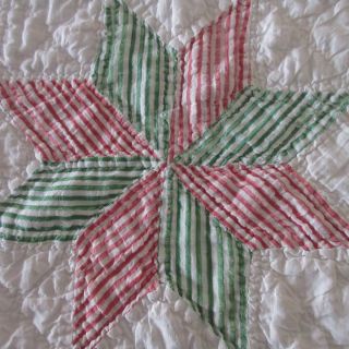 Christmas Candy Red Stripes Vintage 30s Feedsack QUILT Farmhouse Table Runner 2